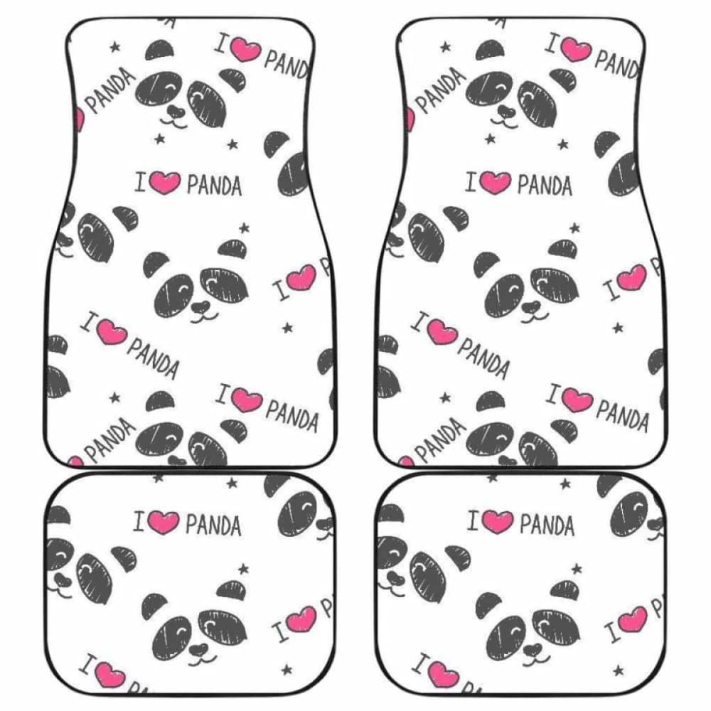 Hand Drawn Faces Of Pandas Pattern Front And Back Car Mats 091706