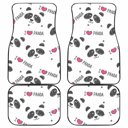 Hand Drawn Faces Of Pandas Pattern Front And Back Car Mats 091706