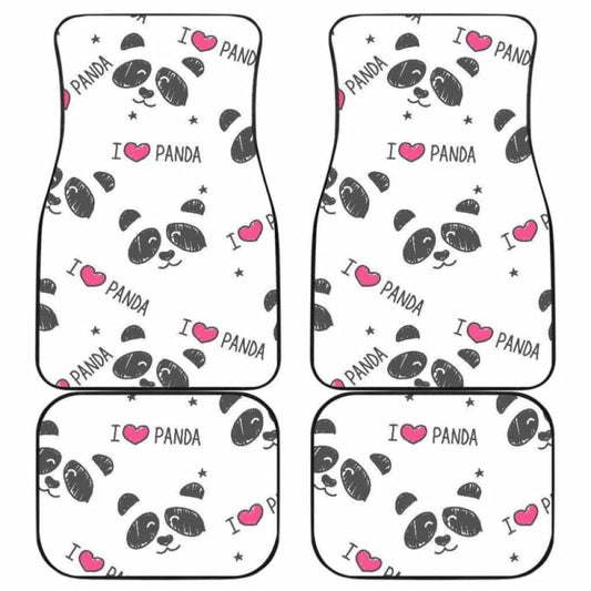 Hand Drawn Faces Of Pandas Pattern Front And Back Car Mats 091706