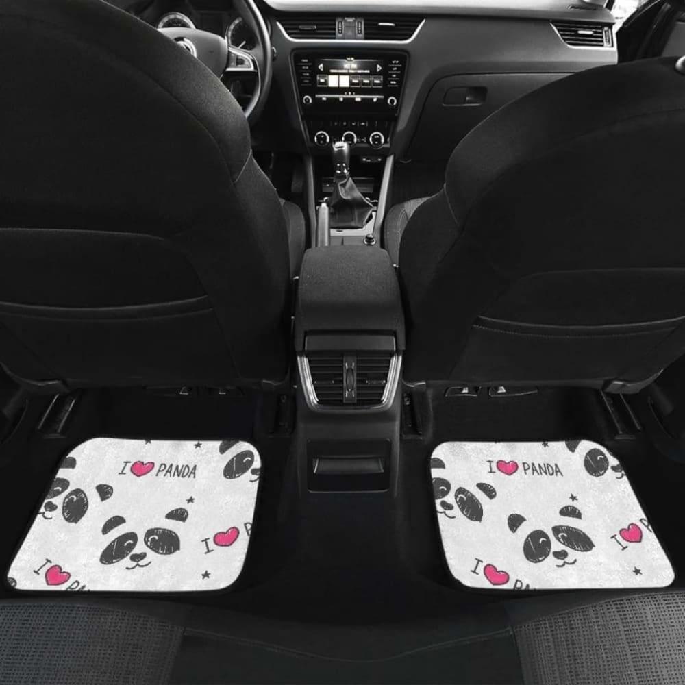 Hand Drawn Faces Of Pandas Pattern Front And Back Car Mats 091706