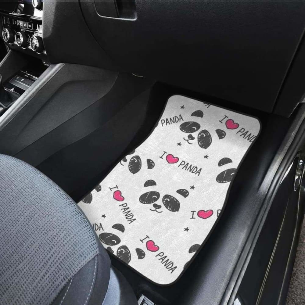 Hand Drawn Faces Of Pandas Pattern Front And Back Car Mats 091706
