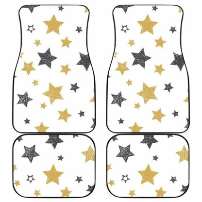 Hand Drawn Gold Black Star Pattern Front And Back Car Mats 194013 - YourCarButBetter