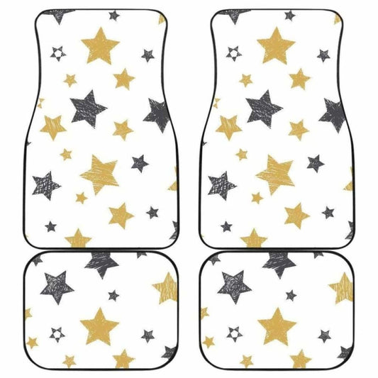 Hand Drawn Gold Black Star Pattern Front And Back Car Mats 194013 - YourCarButBetter