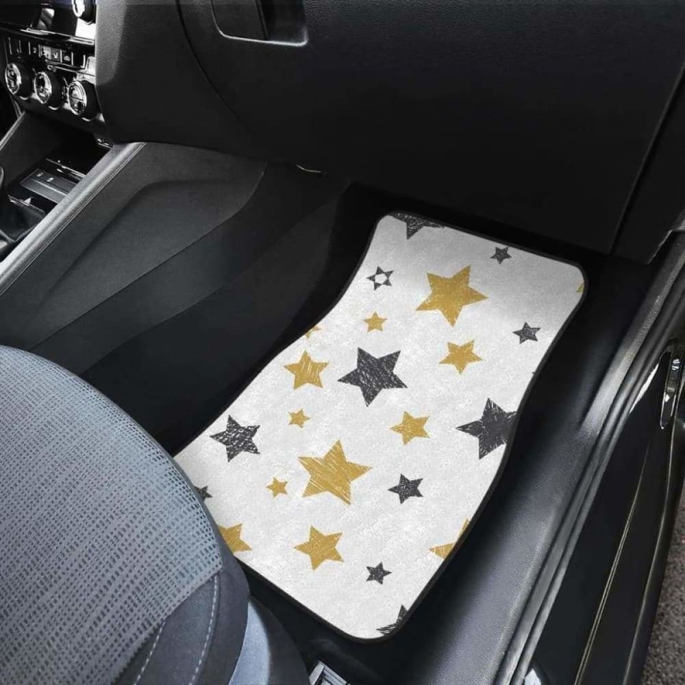 Hand Drawn Gold Black Star Pattern Front And Back Car Mats 194013 - YourCarButBetter