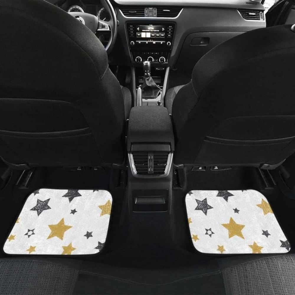 Hand Drawn Gold Black Star Pattern Front And Back Car Mats 194013 - YourCarButBetter