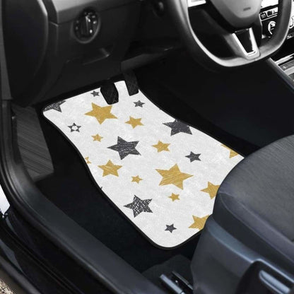 Hand Drawn Gold Black Star Pattern Front And Back Car Mats 194013 - YourCarButBetter