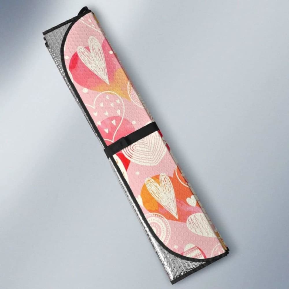 Hand Drawn Heart Design Pattern Car Auto Sun Shades 460402 - YourCarButBetter