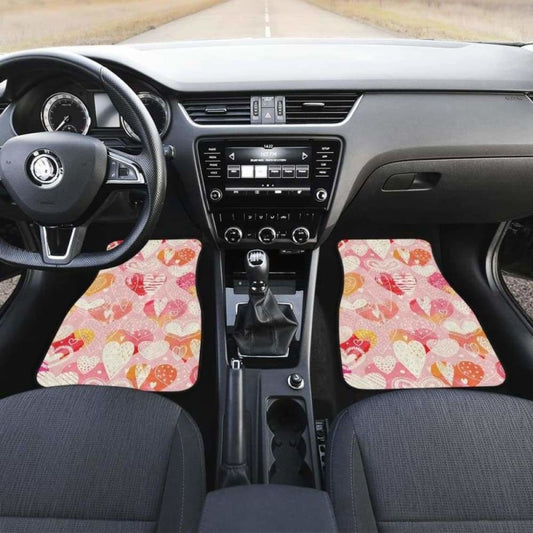 Hand Drawn Heart Design Pattern Front And Back Car Mats 174914 - YourCarButBetter