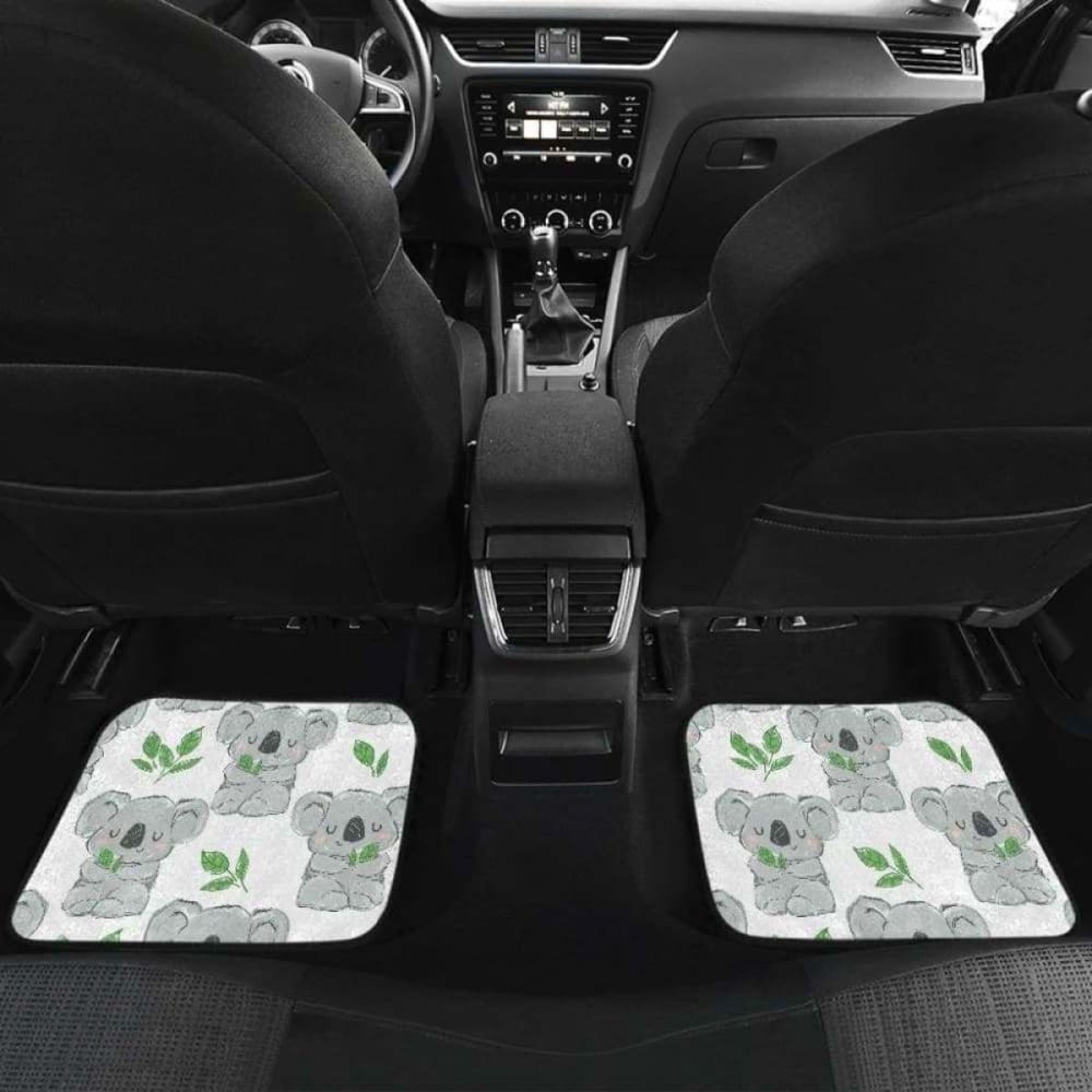 Hand Drawn Koala Leaves Pattern Front And Back Car Mats 174914 - YourCarButBetter