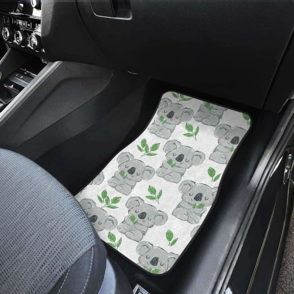 Hand Drawn Koala Leaves Pattern Front And Back Car Mats 174914 - YourCarButBetter