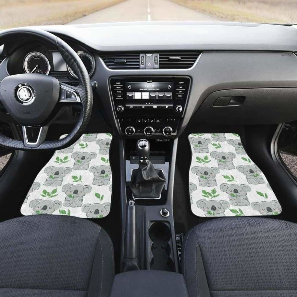 Hand Drawn Koala Leaves Pattern Front And Back Car Mats 174914 - YourCarButBetter