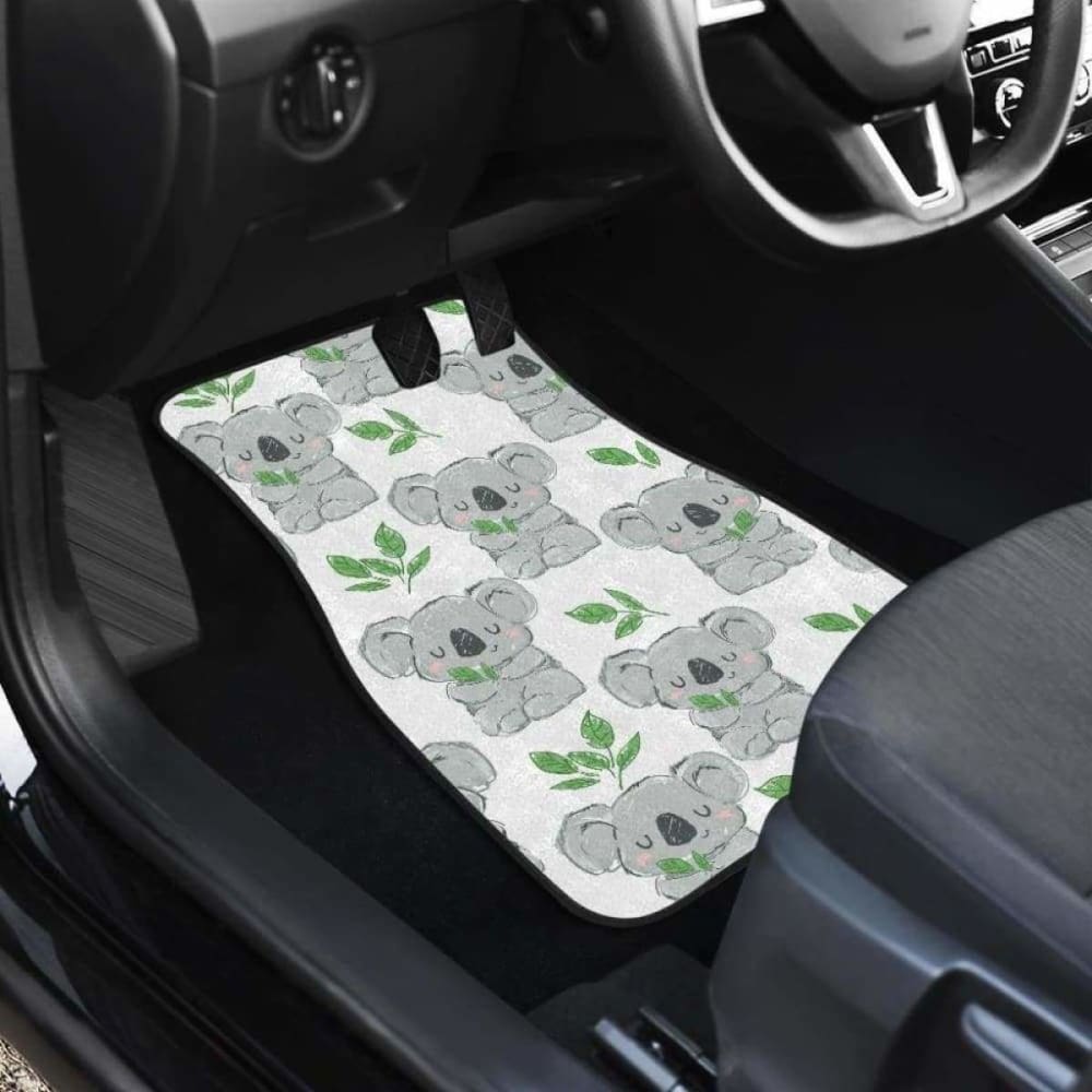 Hand Drawn Koala Leaves Pattern Front And Back Car Mats 174914 - YourCarButBetter