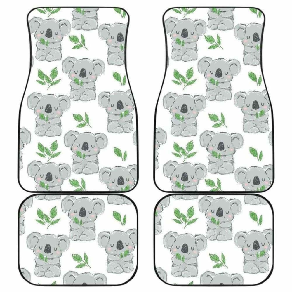 Hand Drawn Koala Leaves Pattern Front And Back Car Mats 174914 - YourCarButBetter