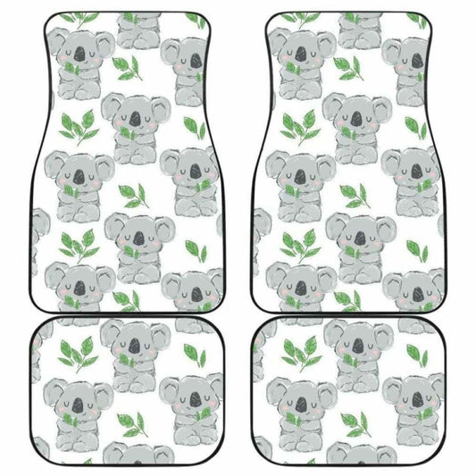 Hand Drawn Koala Leaves Pattern Front And Back Car Mats 174914 - YourCarButBetter