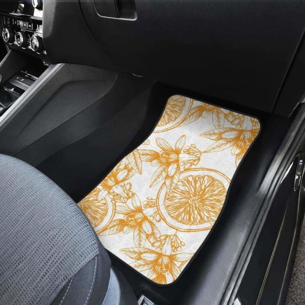 Hand Drawn Orange Fruit Pattern Front And Back Car Mats 174914 - YourCarButBetter