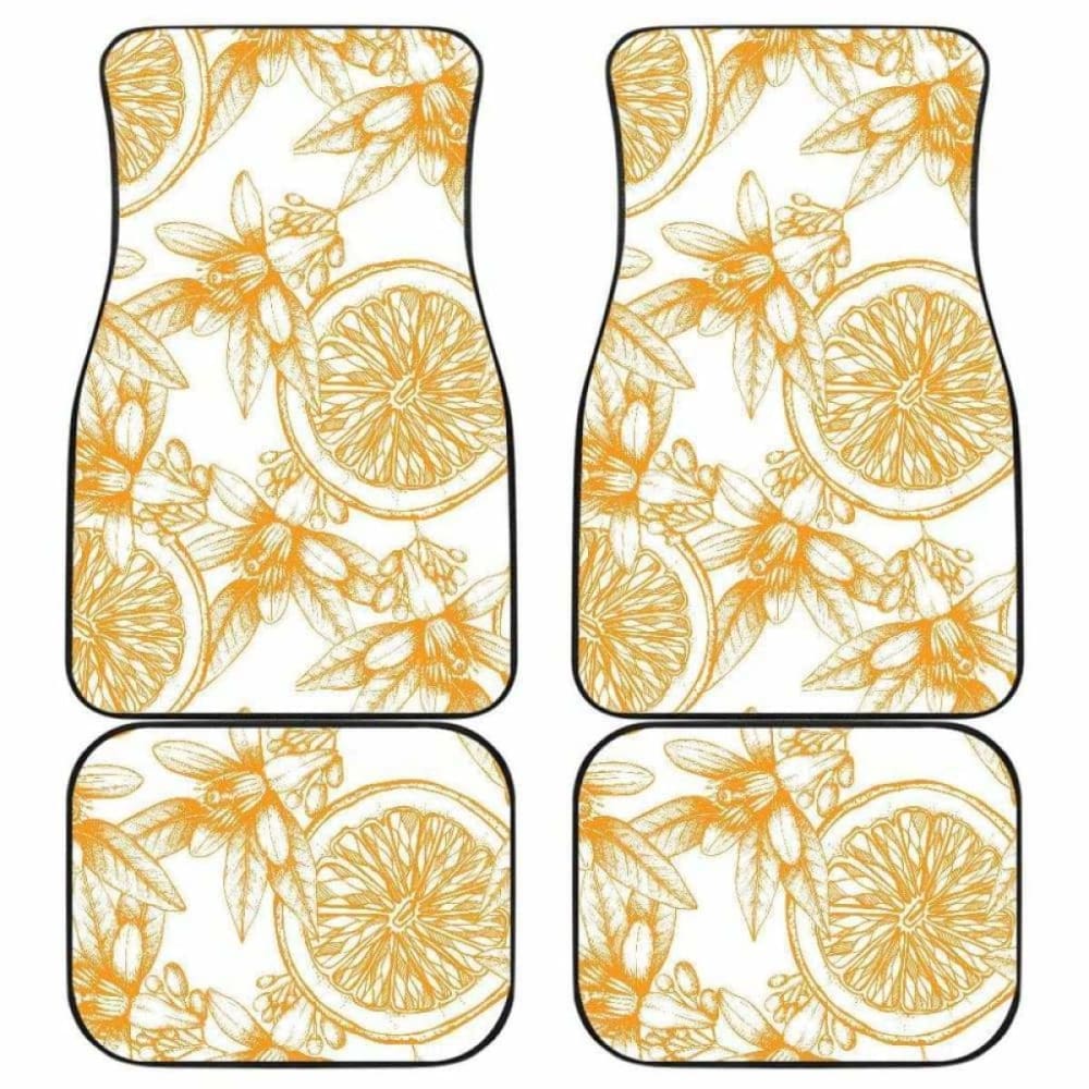 Hand Drawn Orange Fruit Pattern Front And Back Car Mats 174914 - YourCarButBetter