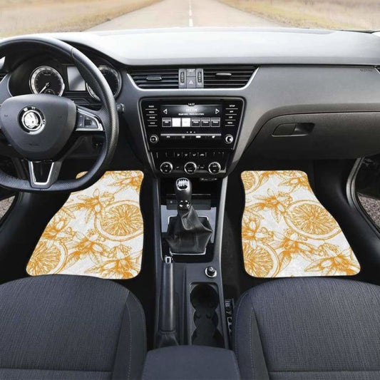 Hand Drawn Orange Fruit Pattern Front And Back Car Mats 174914 - YourCarButBetter