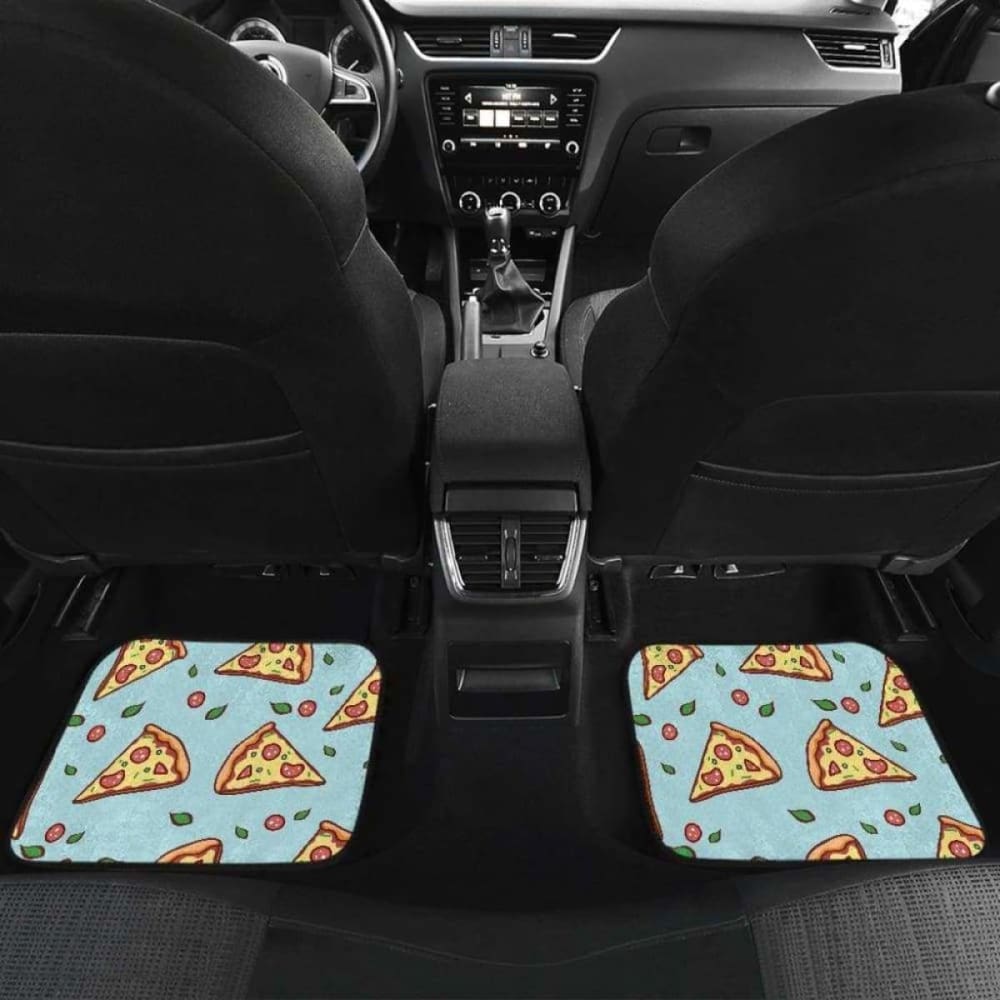 Hand Drawn Pizza Blue Background Front And Back Car Mats 142711 - YourCarButBetter
