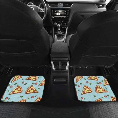 Hand Drawn Pizza Blue Background Front And Back Car Mats 142711 - YourCarButBetter
