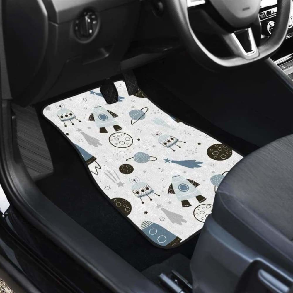 Hand Drawn Space Elements Space Rocket Star Planet Space Probe Front And Back Car Mats 142711 - YourCarButBetter