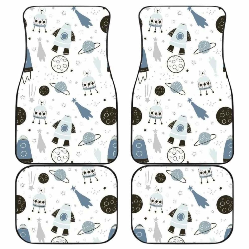 Hand Drawn Space Elements Space Rocket Star Planet Space Probe Front And Back Car Mats 142711 - YourCarButBetter