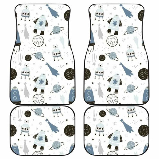 Hand Drawn Space Elements Space Rocket Star Planet Space Probe Front And Back Car Mats 142711 - YourCarButBetter