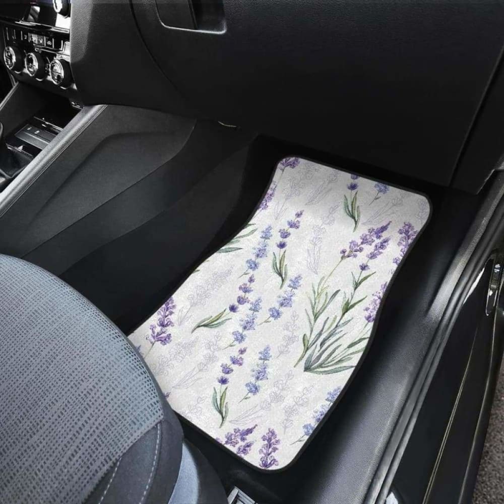Hand Painting Watercolor Lavender Front And Back Car Mats 174914 - YourCarButBetter