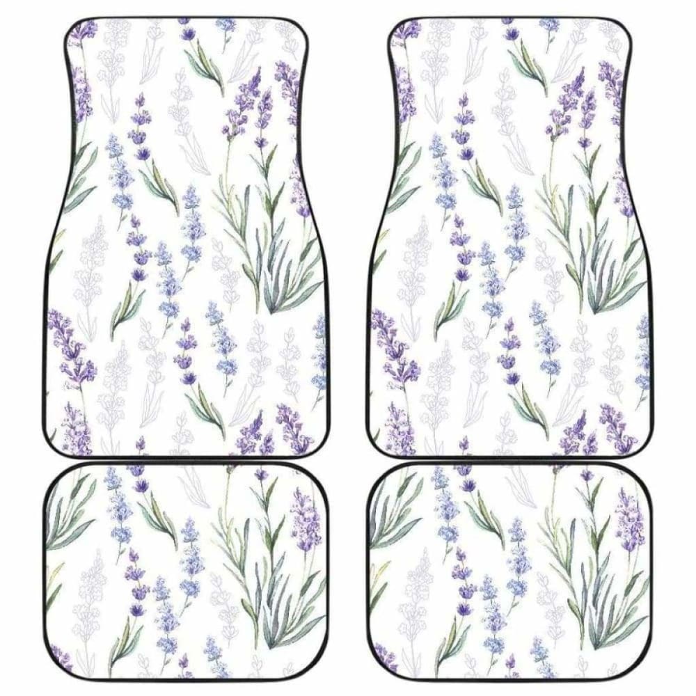 Hand Painting Watercolor Lavender Front And Back Car Mats 174914 - YourCarButBetter