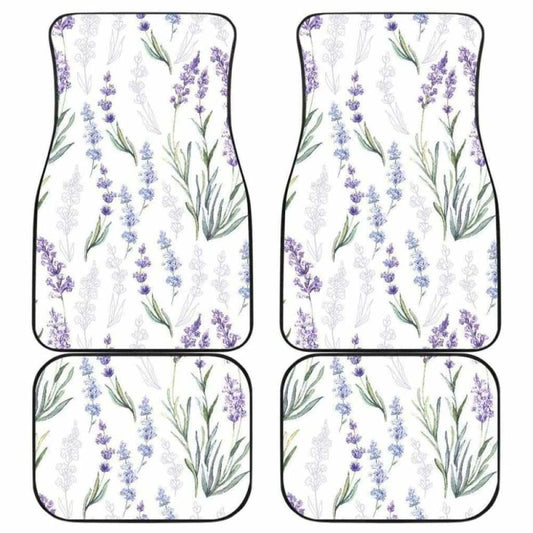 Hand Painting Watercolor Lavender Front And Back Car Mats 174914 - YourCarButBetter