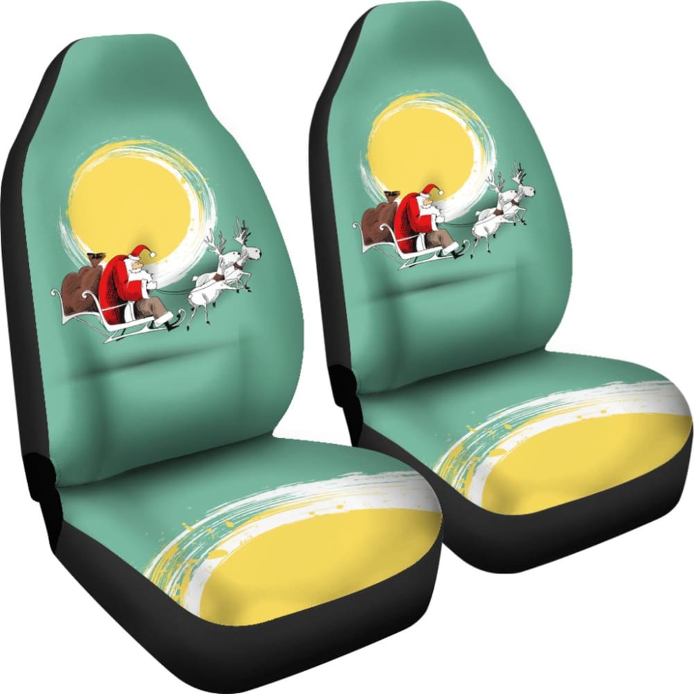 Happy Moments Christmas Gift From Santa Claus And Reindeer Car Seat Covers 210601 - YourCarButBetter