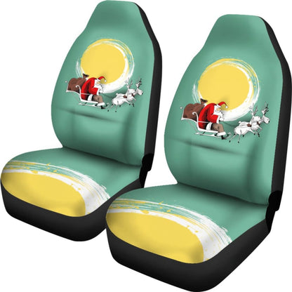 Happy Moments Christmas Gift From Santa Claus And Reindeer Car Seat Covers 210601 - YourCarButBetter