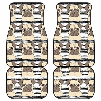 Happy Pug Pattern Front And Back Car Mats 102918 - YourCarButBetter