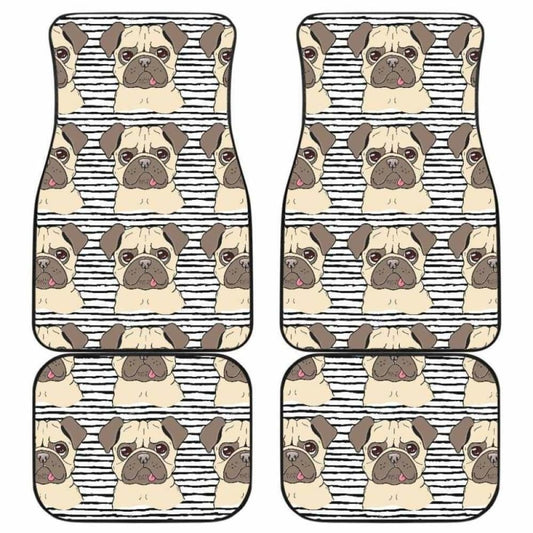 Happy Pug Pattern Front And Back Car Mats 102918 - YourCarButBetter