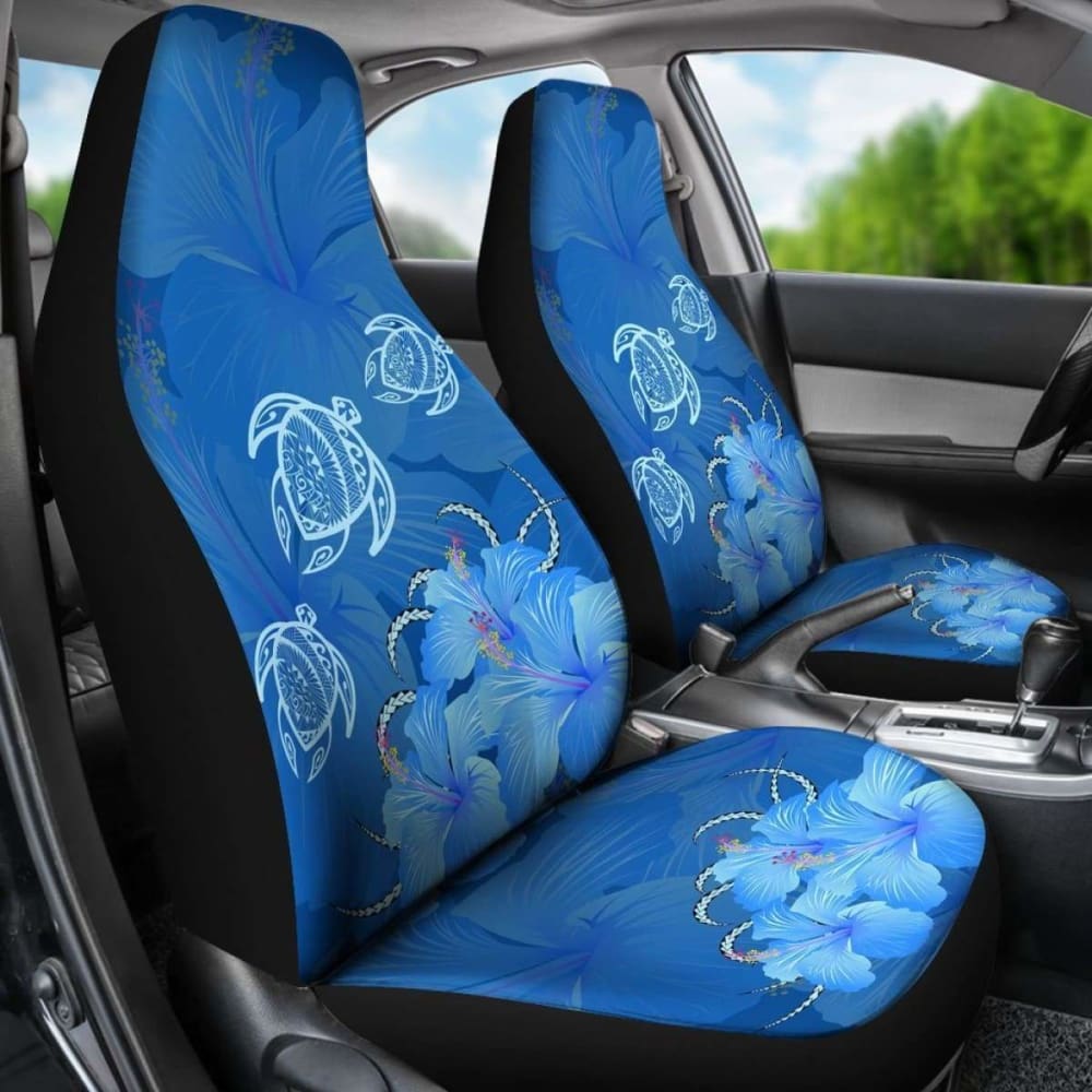 Hawaii Blue Hibiscus Turtle Polynesian Car Set Cover - New - Awesome 091114 - YourCarButBetter