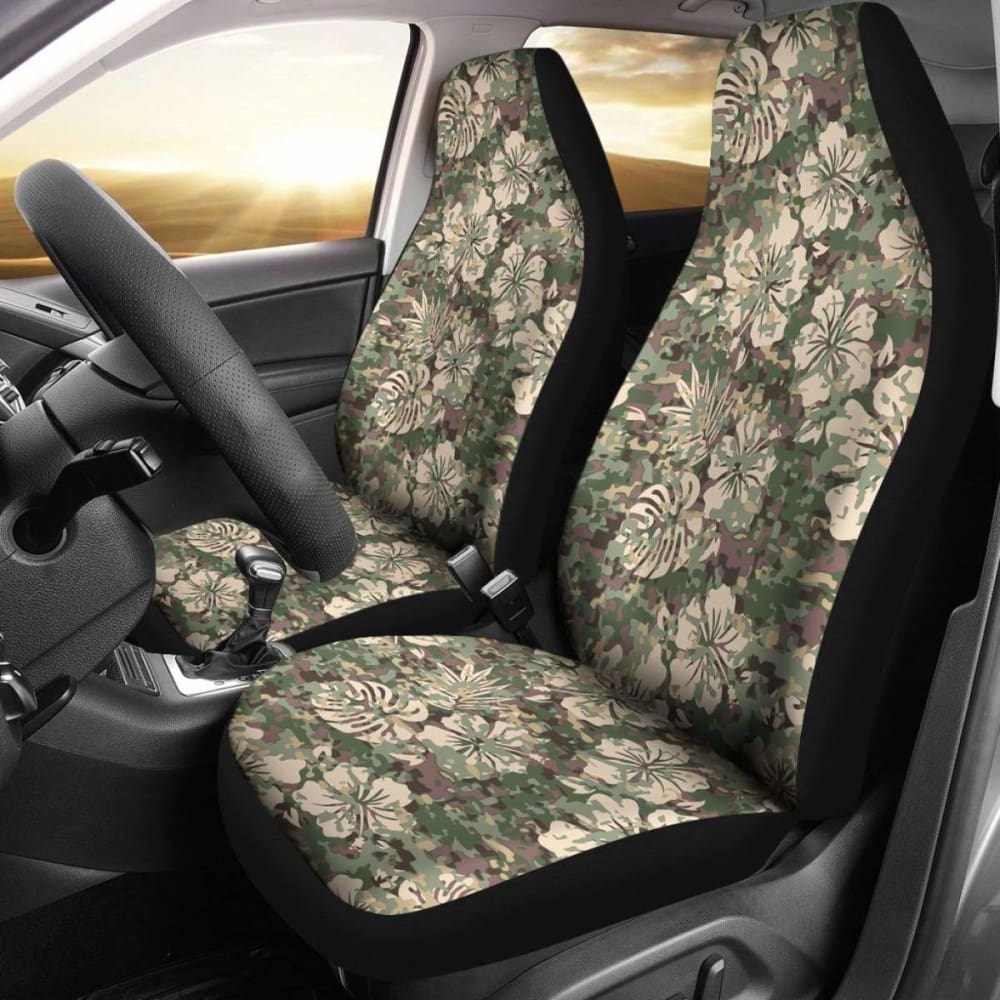 Hawaii Camo Hibiscus Palm Leaf Car Seat Covers 112608
