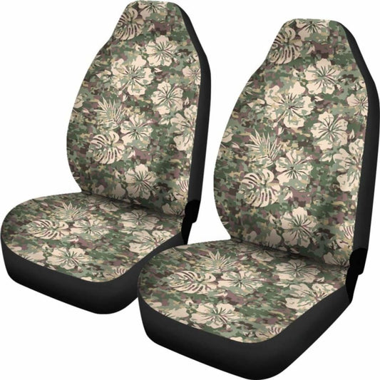 Hawaii Camo Hibiscus Palm Leaf Car Seat Covers 112608