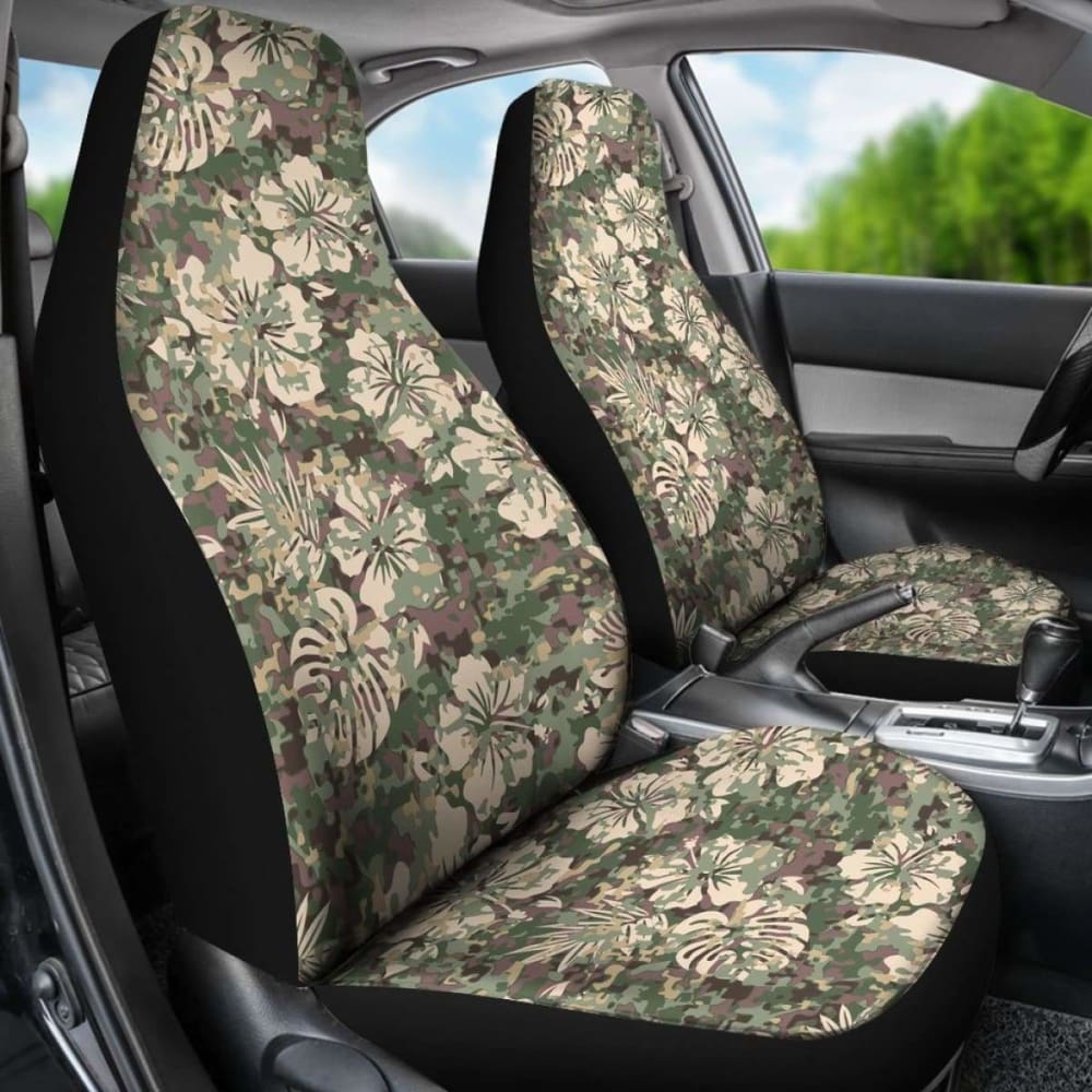 Hawaii Camo Hibiscus Palm Leaf Car Seat Covers 112608
