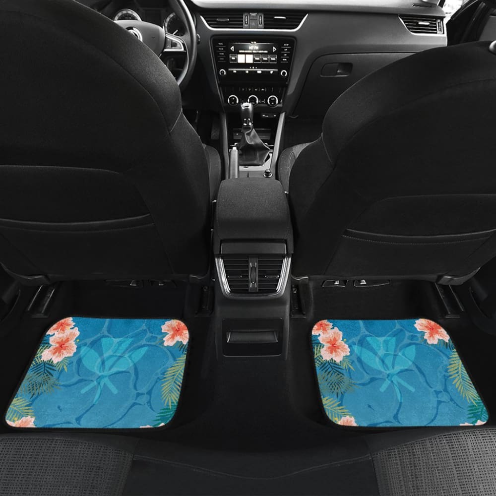 Hawaii Car Floor Mats Polynesian Kanaka Maoli Blue Turtle Hibiscus 210803 - YourCarButBetter