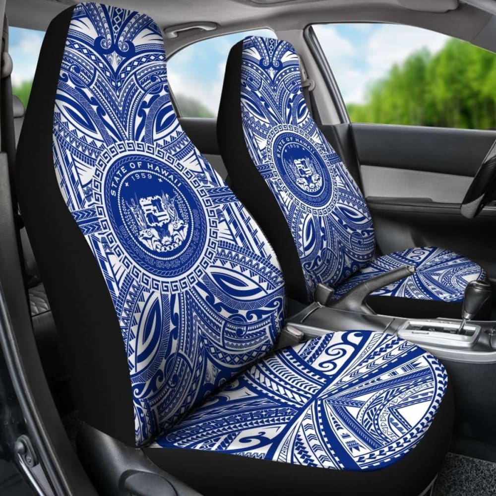 Hawaii Car Seat Cover - Hawaii Coat Of Arms Polynesian Flag Color 105905 - YourCarButBetter