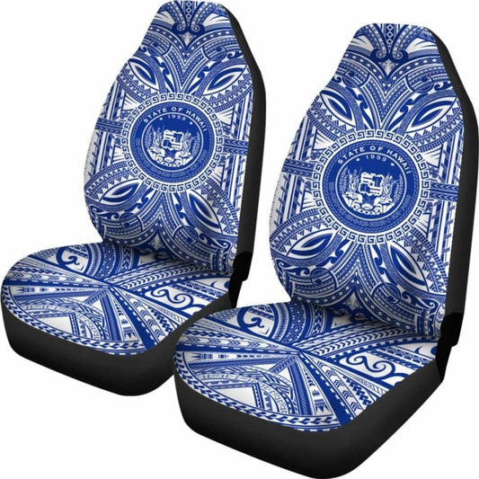 Hawaii Car Seat Cover - Hawaii Coat Of Arms Polynesian Flag Color 105905 - YourCarButBetter