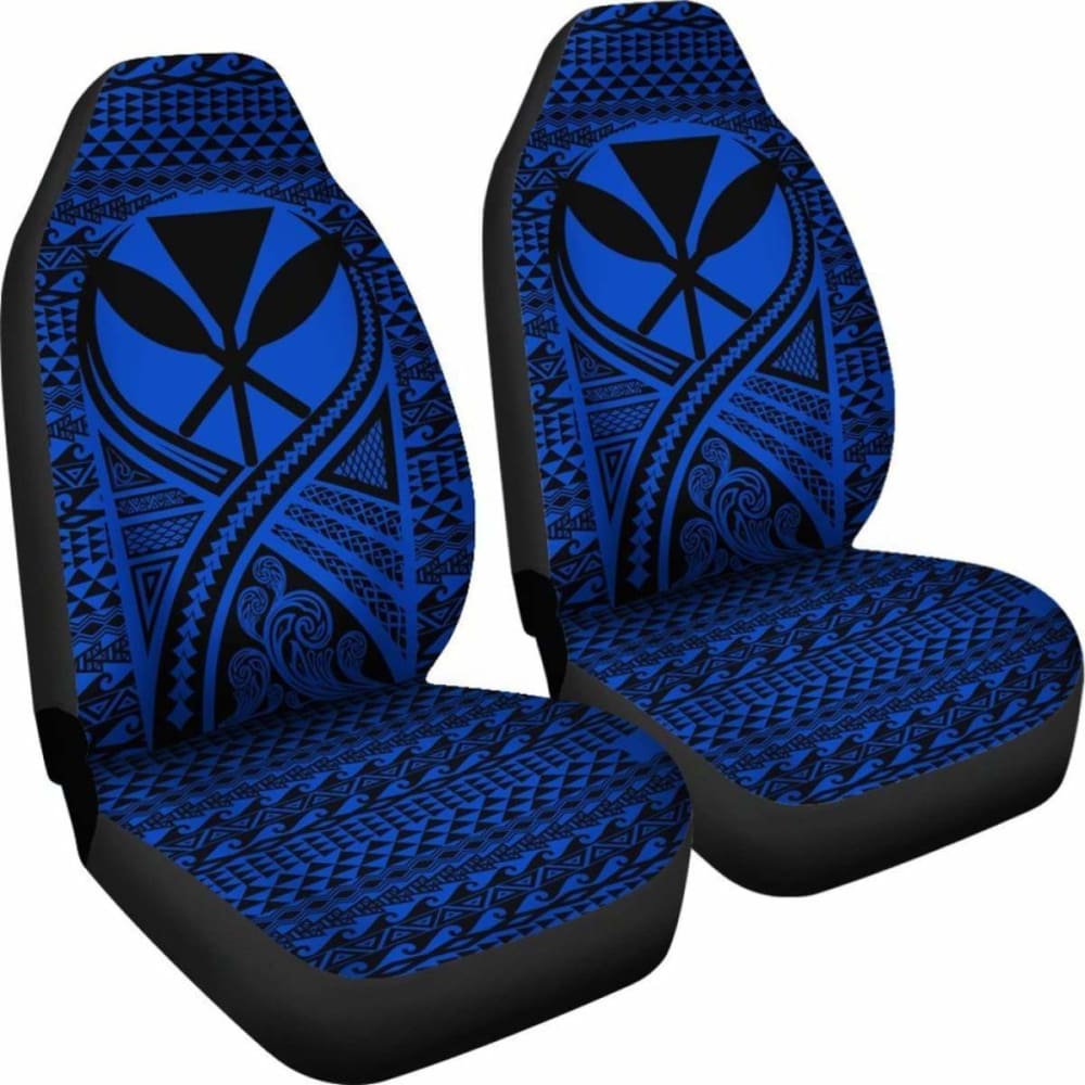 Hawaii Car Seat Cover - Hawaii Kanaka Maoli Polynesian Tattoo Blue - 105905 - YourCarButBetter