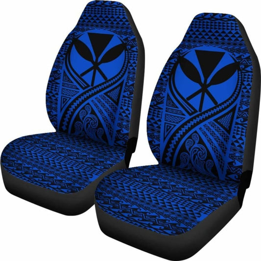 Hawaii Car Seat Cover - Hawaii Kanaka Maoli Polynesian Tattoo Blue - 105905 - YourCarButBetter