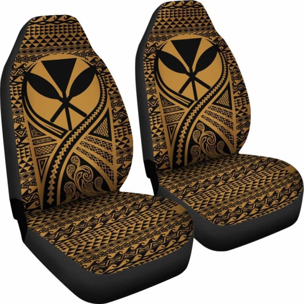 Hawaii Car Seat Cover - Hawaii Kanaka Maoli Polynesian Tattoo Gold - 105905 - YourCarButBetter