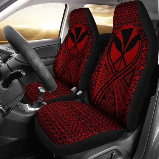 Hawaii Car Seat Cover - Hawaii Kanaka Maoli Polynesian Tattoo Red - 105905 - YourCarButBetter