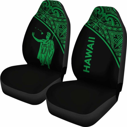 Hawaii Car Seat Covers - Kamehameha King Polynesian Green Curve - 105905 - YourCarButBetter