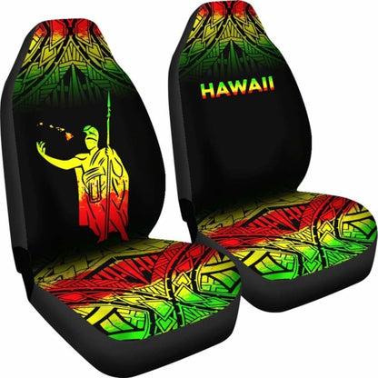Hawaii Car Seat Covers - Kamehameha King Polynesian Tattoo Fog Reggae - 39 174914 - YourCarButBetter