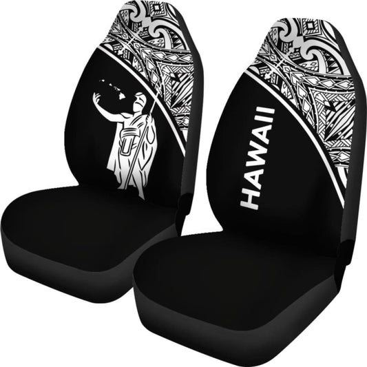 Hawaii Car Seat Covers - Kamehameha King Polynesian White Curve - 105905 - YourCarButBetter