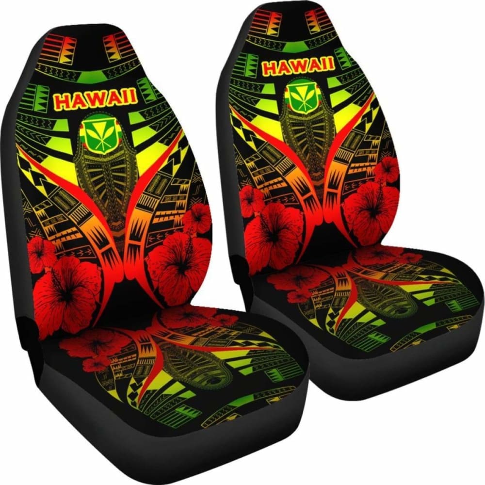 Hawaii Car Seat Covers - Hawaii Kanaka Maoli Hibiscus Polynesian Tattoo - 232125 - YourCarButBetter