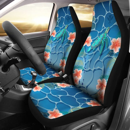 Hawaii Car Seat Covers Polynesian Kanaka Maoli Blue Turtle Hibiscus 210803 - YourCarButBetter