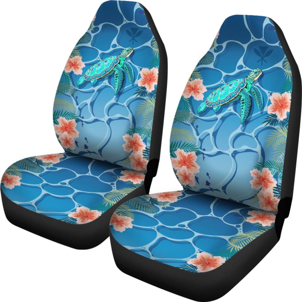 Hawaii Car Seat Covers Polynesian Kanaka Maoli Blue Turtle Hibiscus 210803 - YourCarButBetter